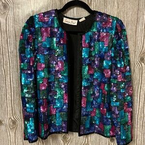 Vintage Silk Sequin & Beaded Blazer Sz S